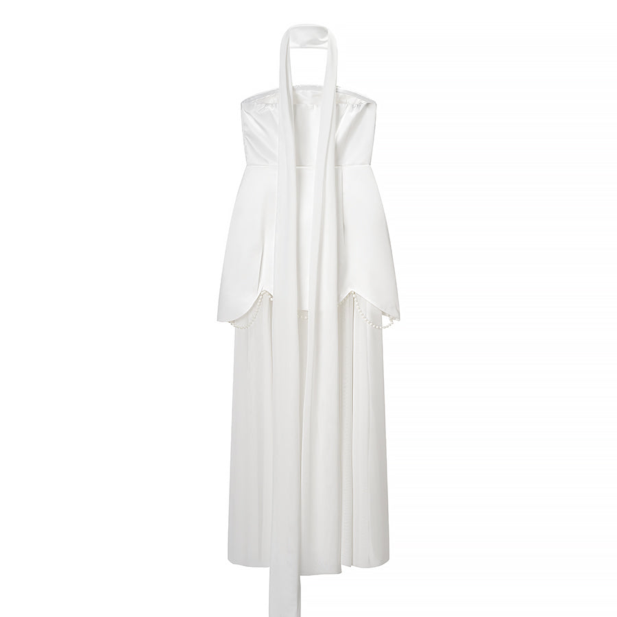 Women's Off-Shoulder Mesh Beaded Patchwork Dress
