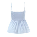 's Bow Ruffled Spaghetti Straps Vest Slim Fit Short