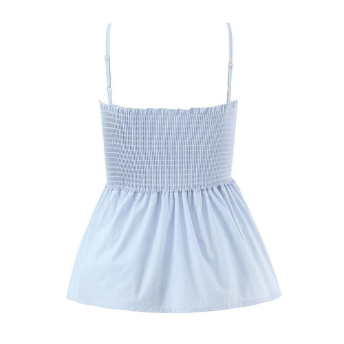Sexy Bow Ruffled Spaghetti Straps Vest Summer Slim Fit Slimming Short Temperamental Top for Women