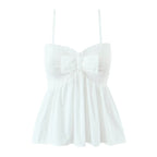 's Bow Ruffled Spaghetti Straps Vest Slim Fit Short
