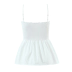 's Bow Ruffled Spaghetti Straps Vest Slim Fit Short