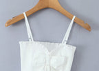 's Bow Ruffled Spaghetti Straps Vest Slim Fit Short