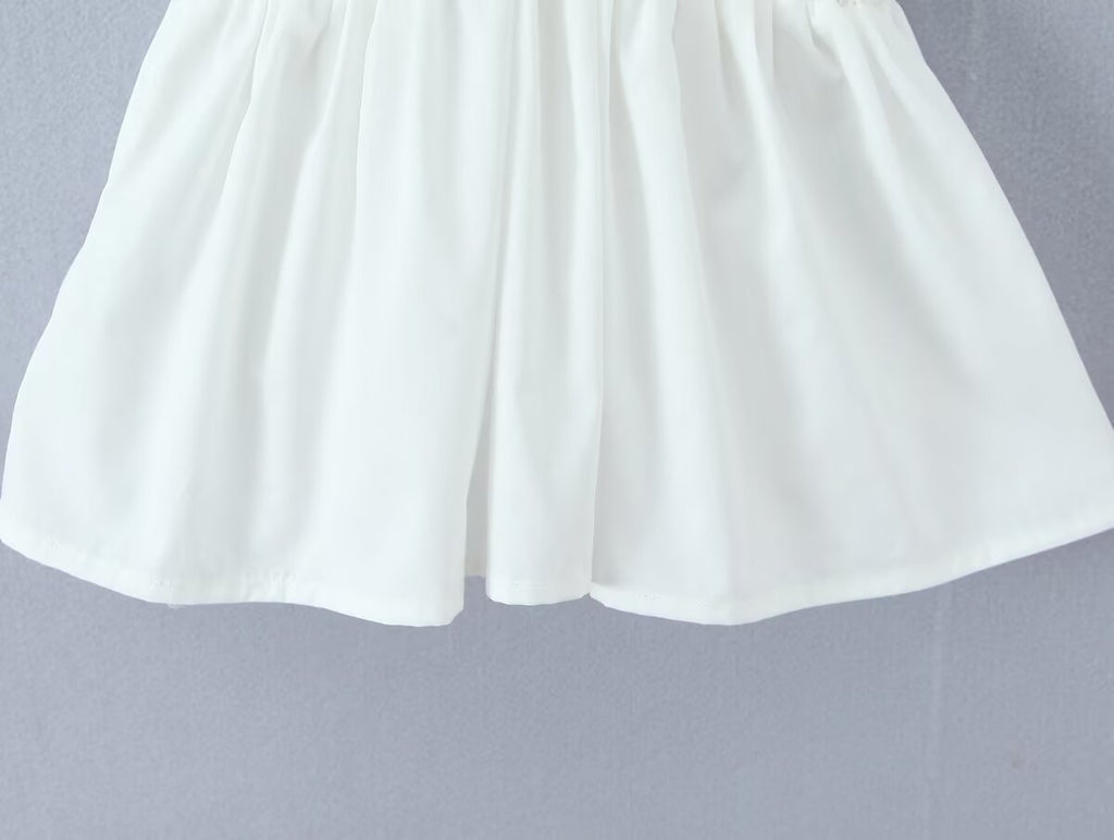 's Bow Ruffled Spaghetti Straps Vest Slim Fit Short