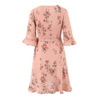 Women's French Floral V-Neck Ruffle Dress