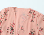 Women's French Floral V-Neck Ruffle Dress