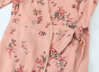 Women's French Floral V-Neck Ruffle Dress