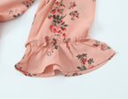 Women's French Floral V-Neck Ruffle Dress