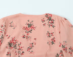 Women's French Floral V-Neck Ruffle Dress