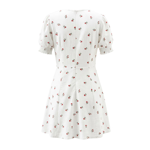 Women's Autumn Women Clothing Waist Controlled Fashionable Sweet Puff Sleeve Dress Women