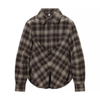 Women's Winter Women Clothing Personalized Waist Design Retro Plaid Shirt