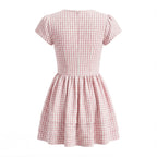Women's Pink Plaid Bow Detail A Line Dress