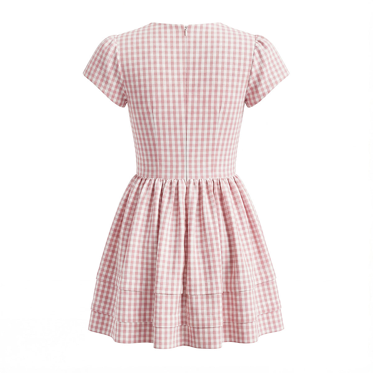 Women's Pink Plaid Bow Detail A Line Dress