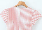 Women's Pink Plaid Bow Detail A Line Dress
