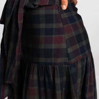 Women's Spring Vintage All Matching Plaid Lace Up Top Skirt Set