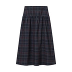 Women's Spring Vintage All Matching Plaid Lace Up Top Skirt Set