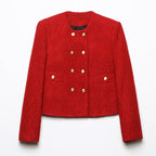 Women's Textured Double Breasted Jacket and Skirt Two-Piece Set