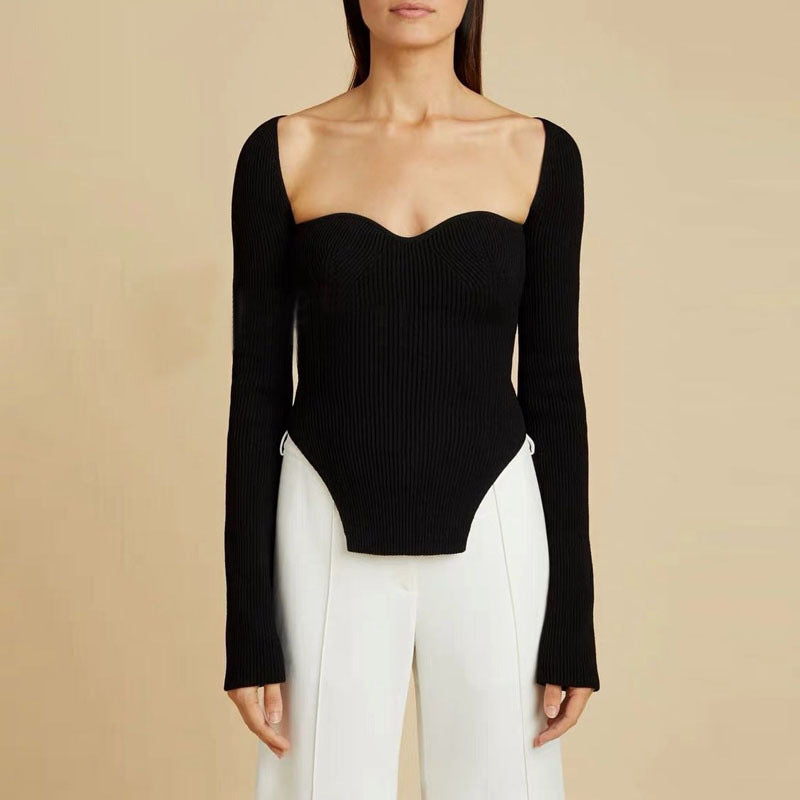 Women's Side-Slit Long-Sleeve Sweater Top