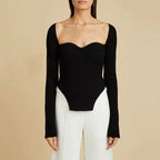 Women's Side-Slit Long-Sleeve Sweater Top