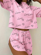 Summer Printed Leopard Striped Short-Sleeve Shorts Pajamas