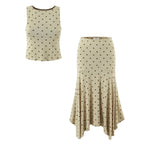Women's Spring Summer Elastic Polka Vest and Skirt Two-Piece Set