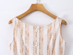 Pure Wind Sleeveless Round Neck Backless Lace Patchwork Dress