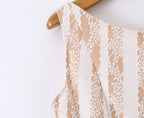 Pure Wind Sleeveless Round Neck Backless Lace Patchwork Dress