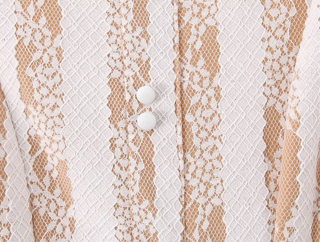 Pure Wind Sleeveless Round Neck Backless Lace Patchwork Dress