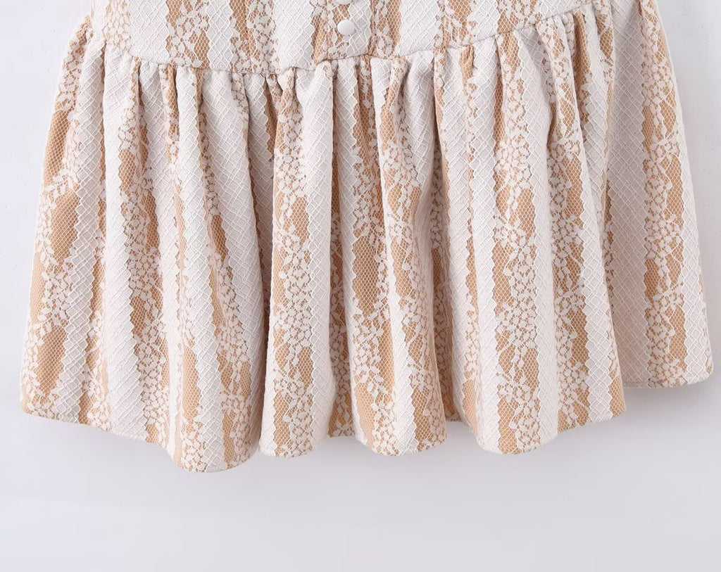 Pure Wind Sleeveless Round Neck Backless Lace Patchwork Dress