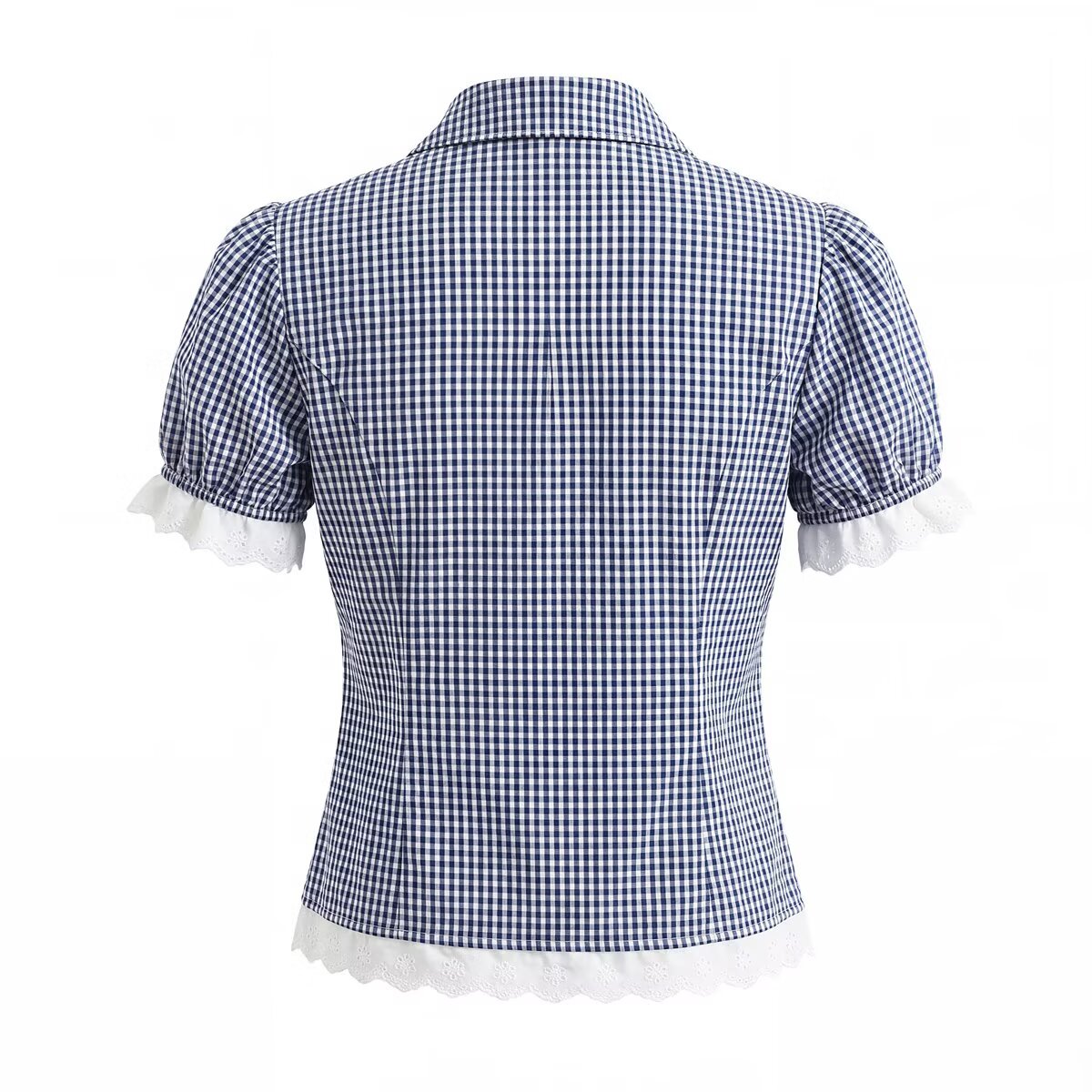 Women's Elegant Blue White Fine Shirt and Skirt Two-Piece Set