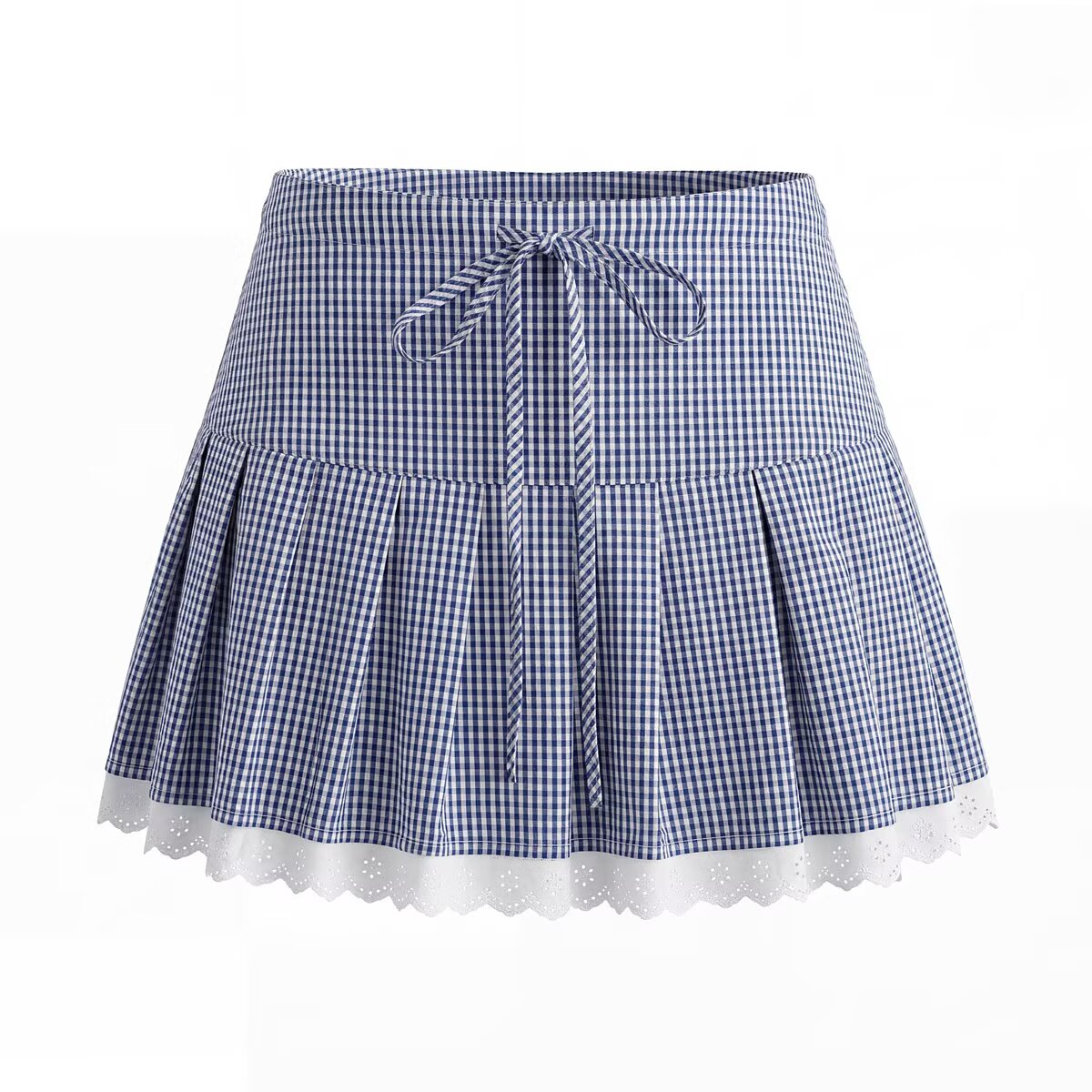 Women's Elegant Blue White Fine Shirt and Skirt Two-Piece Set