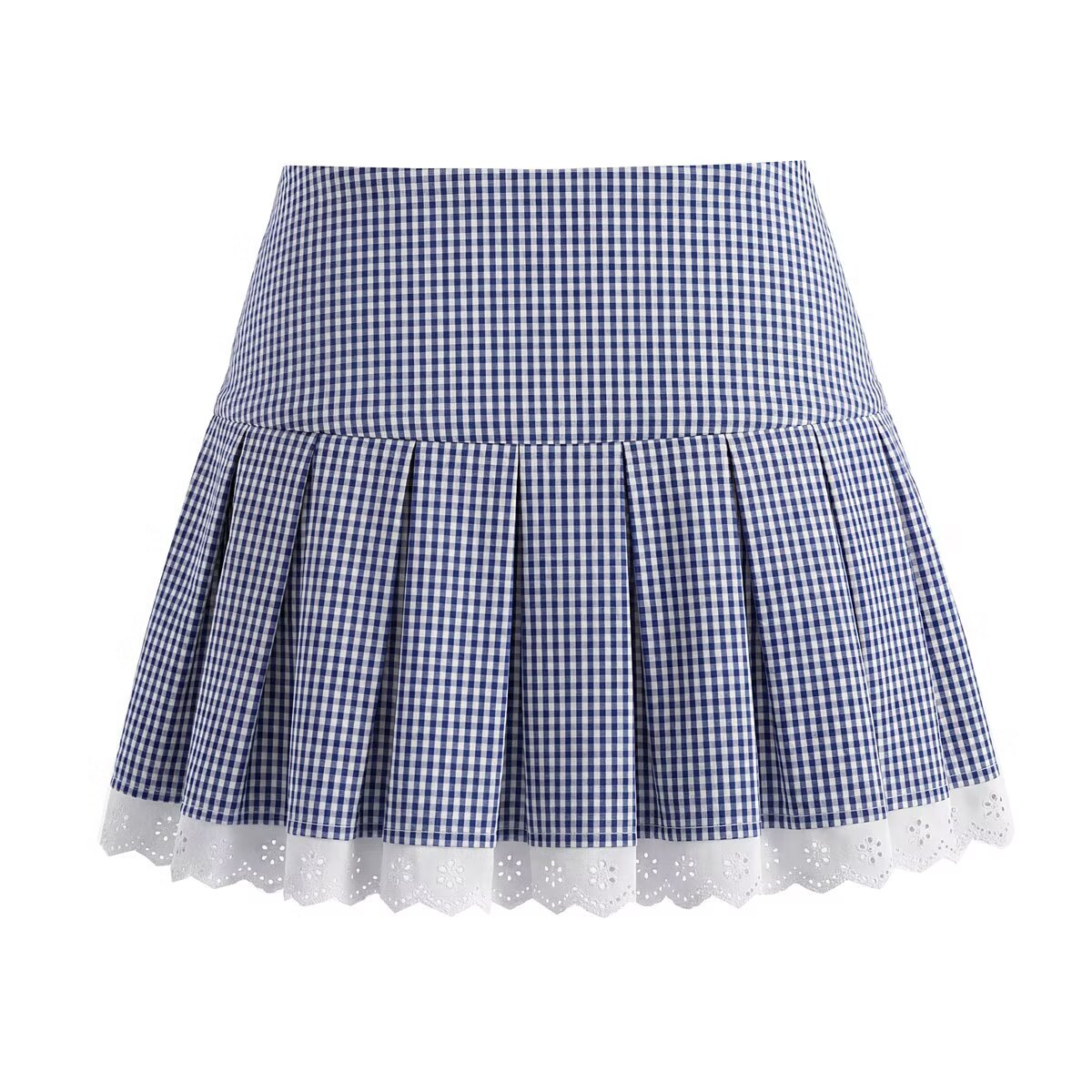 Women's Elegant Blue White Fine Shirt and Skirt Two-Piece Set