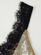 Sequin Lace V-Neck Long-Sleeve Bodycon Maxi Dress