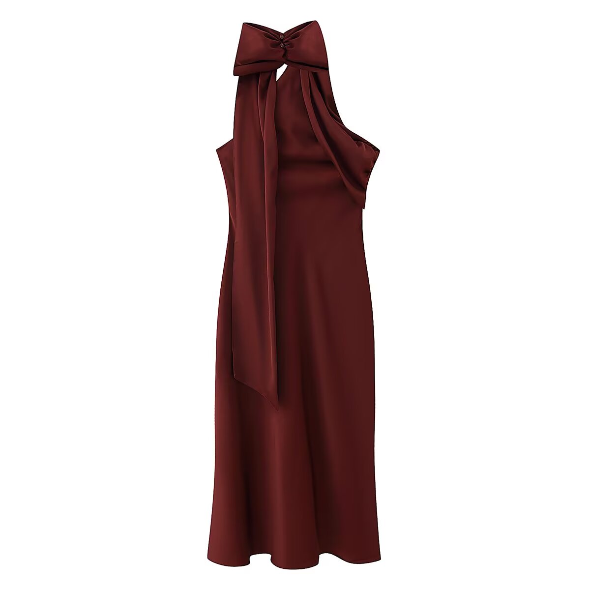 Elegant Asymmetric Scarf Midi Dress