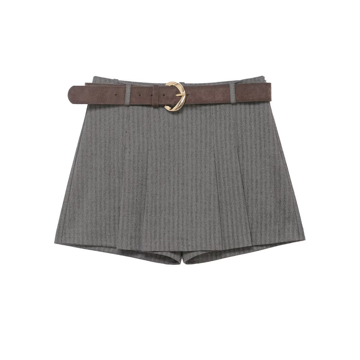 Belt Pleated Pants Spring Low Waist Slim Fit Skirt