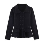 Women's Collared Double Breasted Cardigan