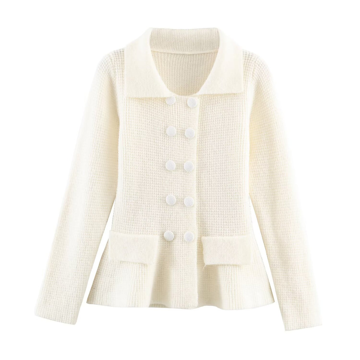 Women's Collared Double Breasted Cardigan