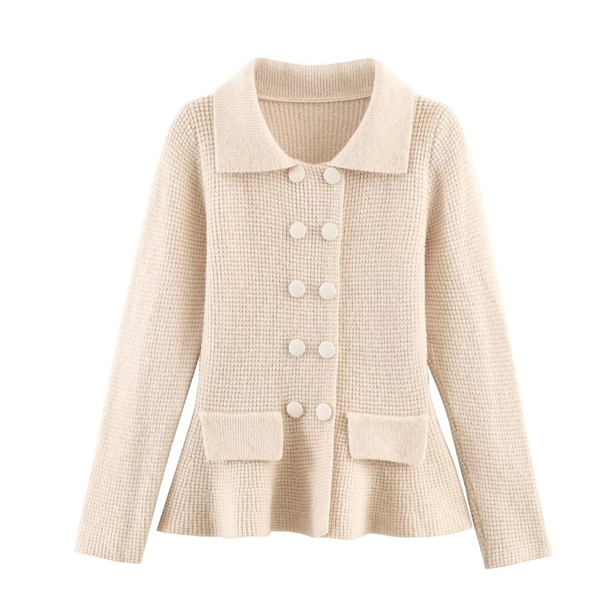 Women's Collared Double Breasted Cardigan