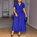 Collared Lace-Up Office Dress