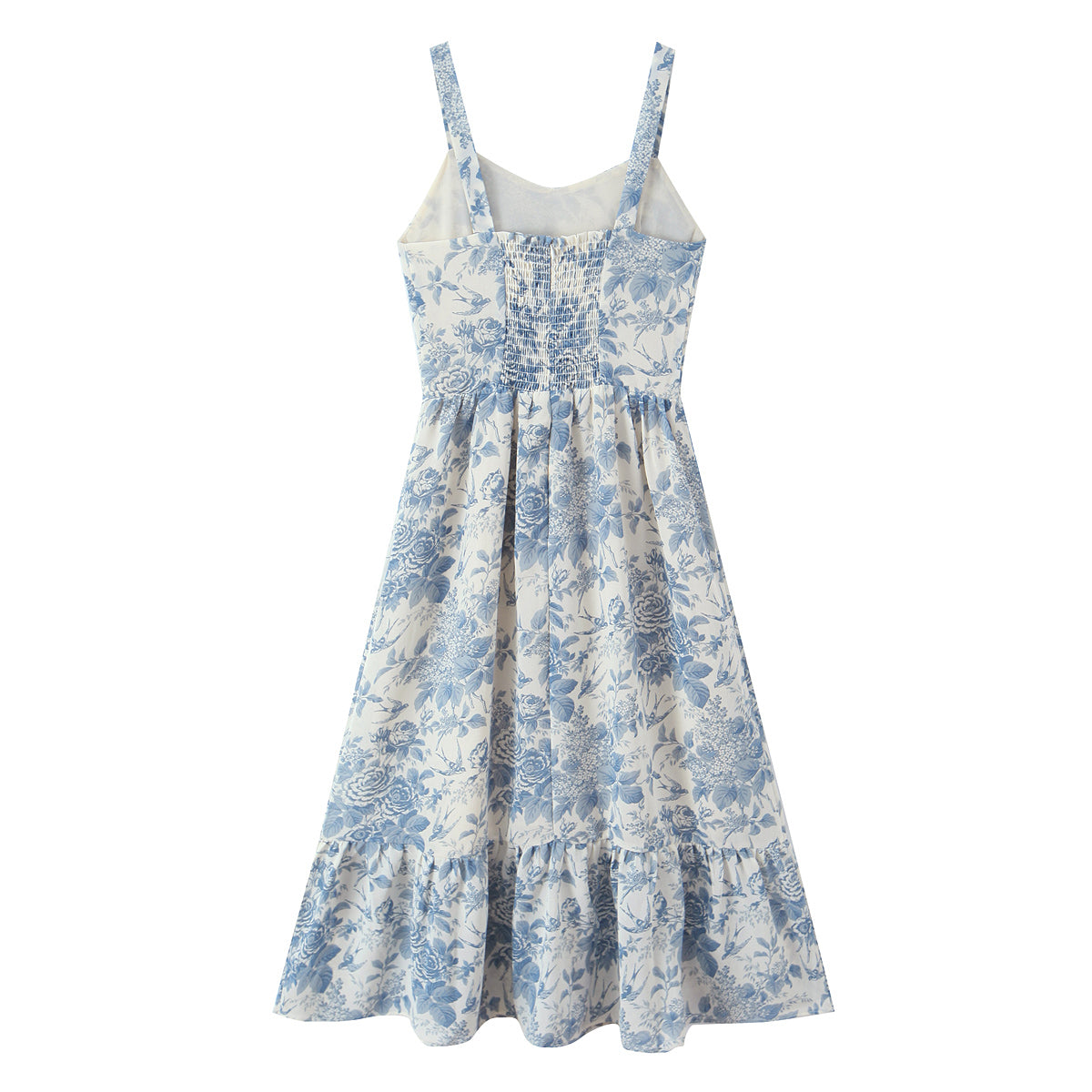 Floral Swallow Print Large Cami Dress For Spring