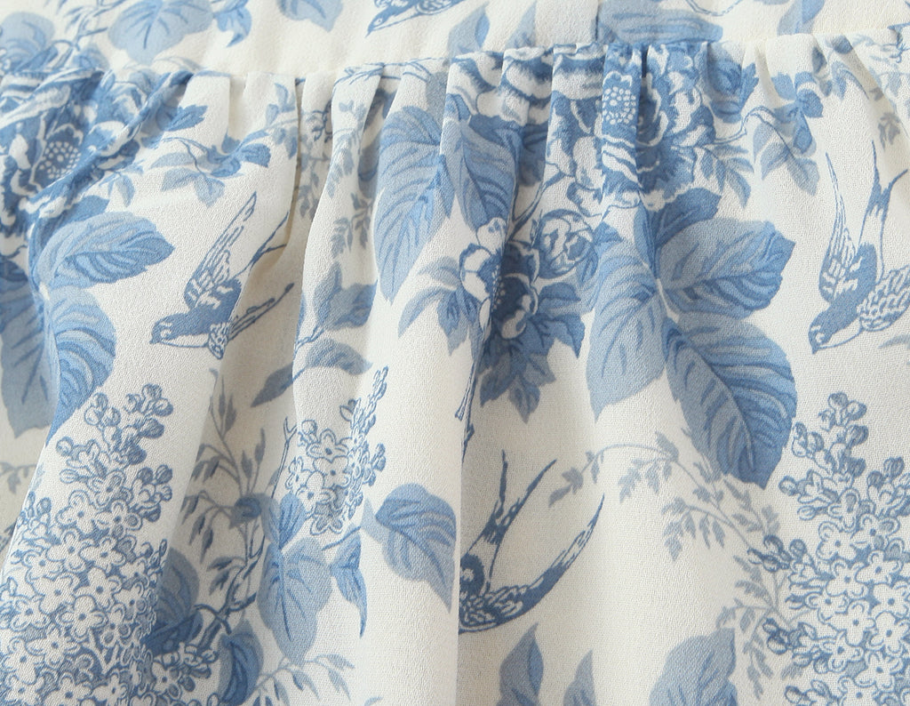Floral Swallow Print Large Cami Dress For Spring