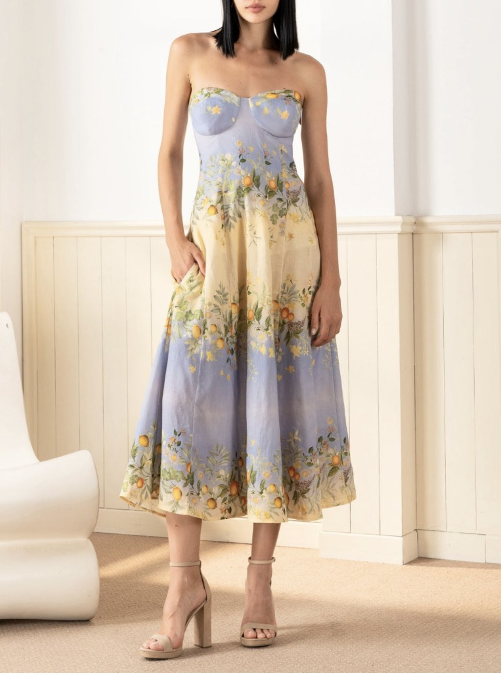 Women's Vacation Positioning Printed Dress Backless Slim Fit Strap Tube Top