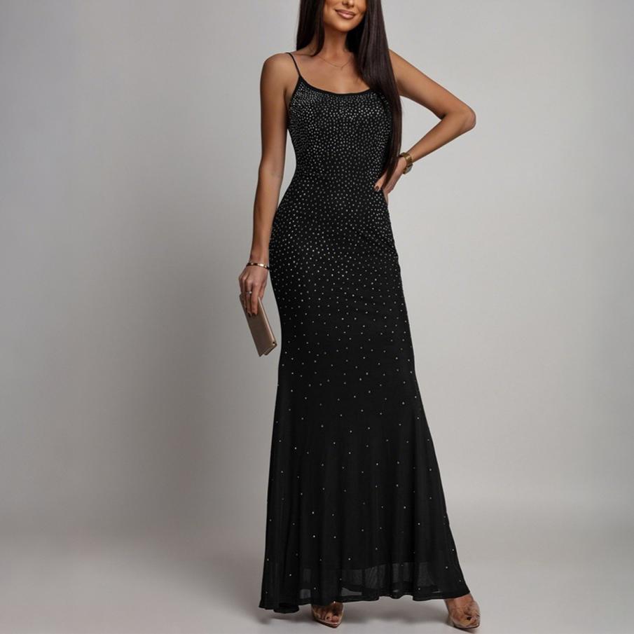 Women's Rhinestone Backless Cami Maxi Dress