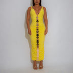Women's Ruched V-Neck Cami Bodycon Maxi Dress
