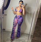 Spring Summer Printed Mesh (including Underwear) Lingerie Set