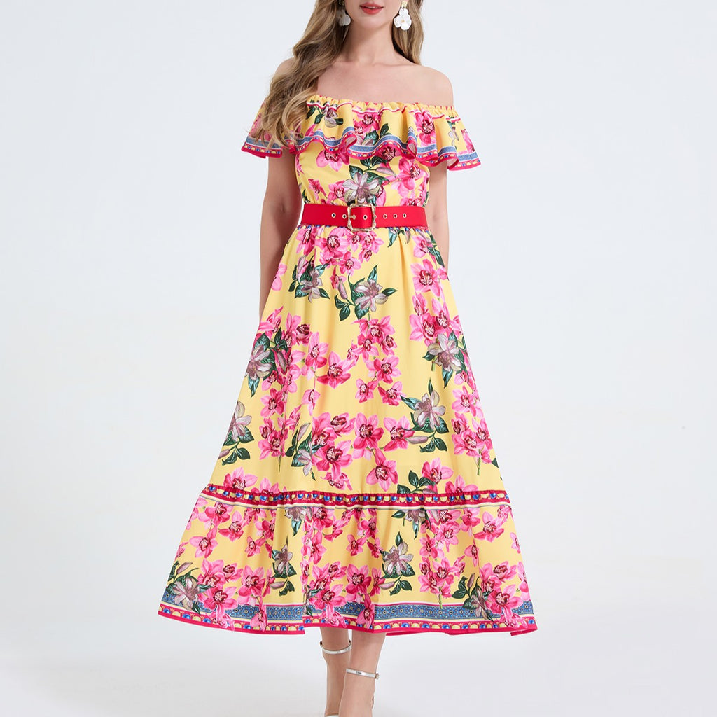 One-Shoulder Ruffle Maxi Dress