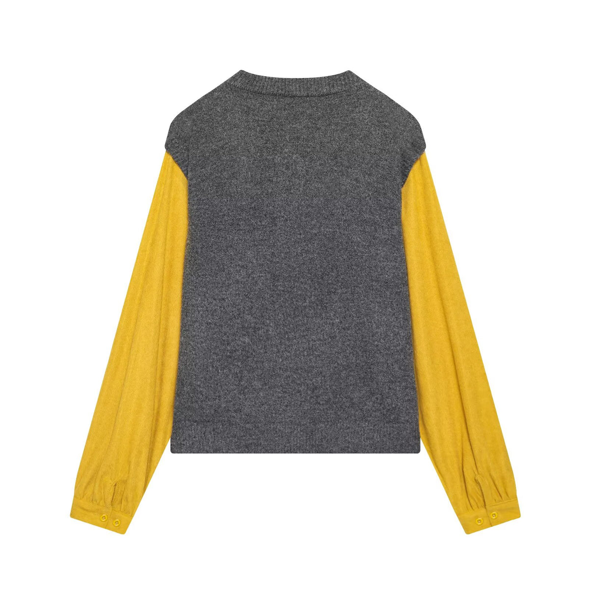 Women's Spring Gray Tone Gentle Color Blocking Floral Sweater