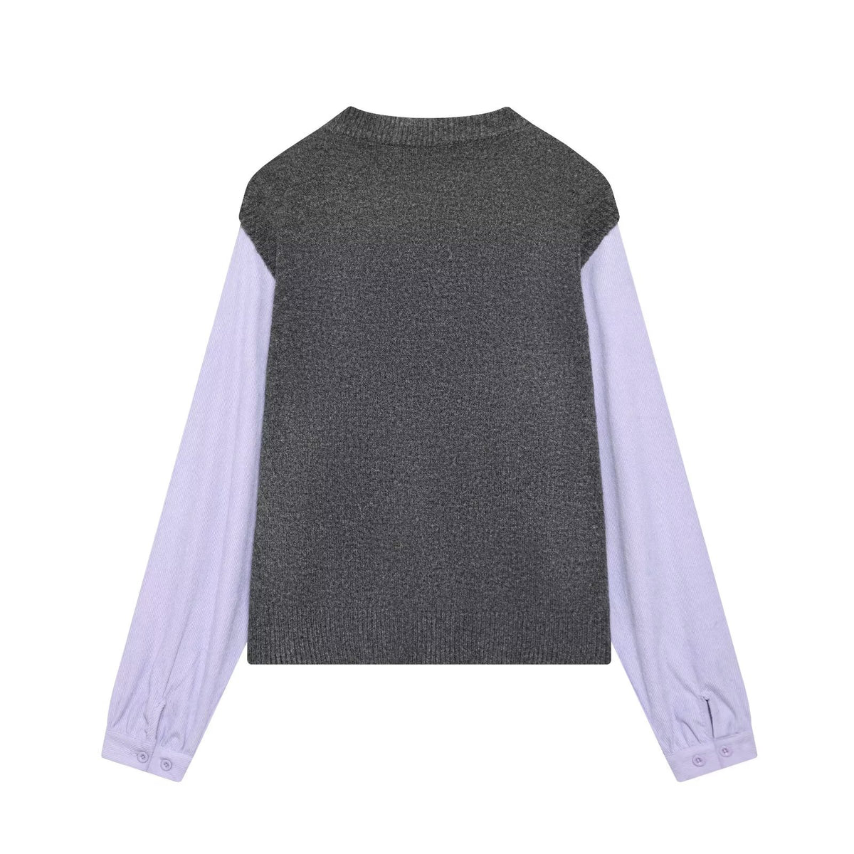Women's Spring Gray Tone Gentle Color Blocking Floral Sweater