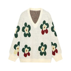 Women's Spring Atmosphere Floral Jacquard Knitted Coat Two-Piece Set