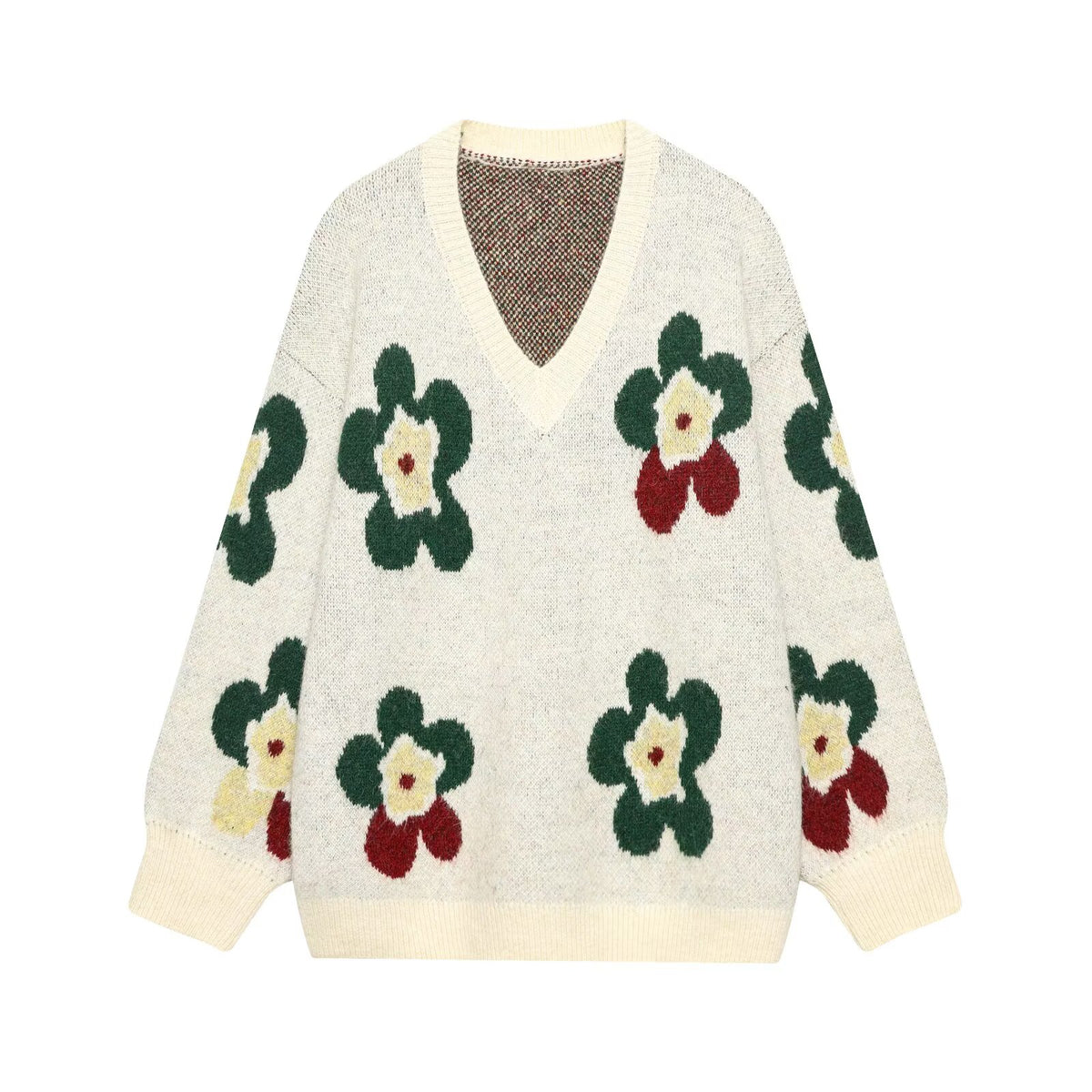 Women's Spring Atmosphere Floral Jacquard Knitted Coat Two-Piece Set