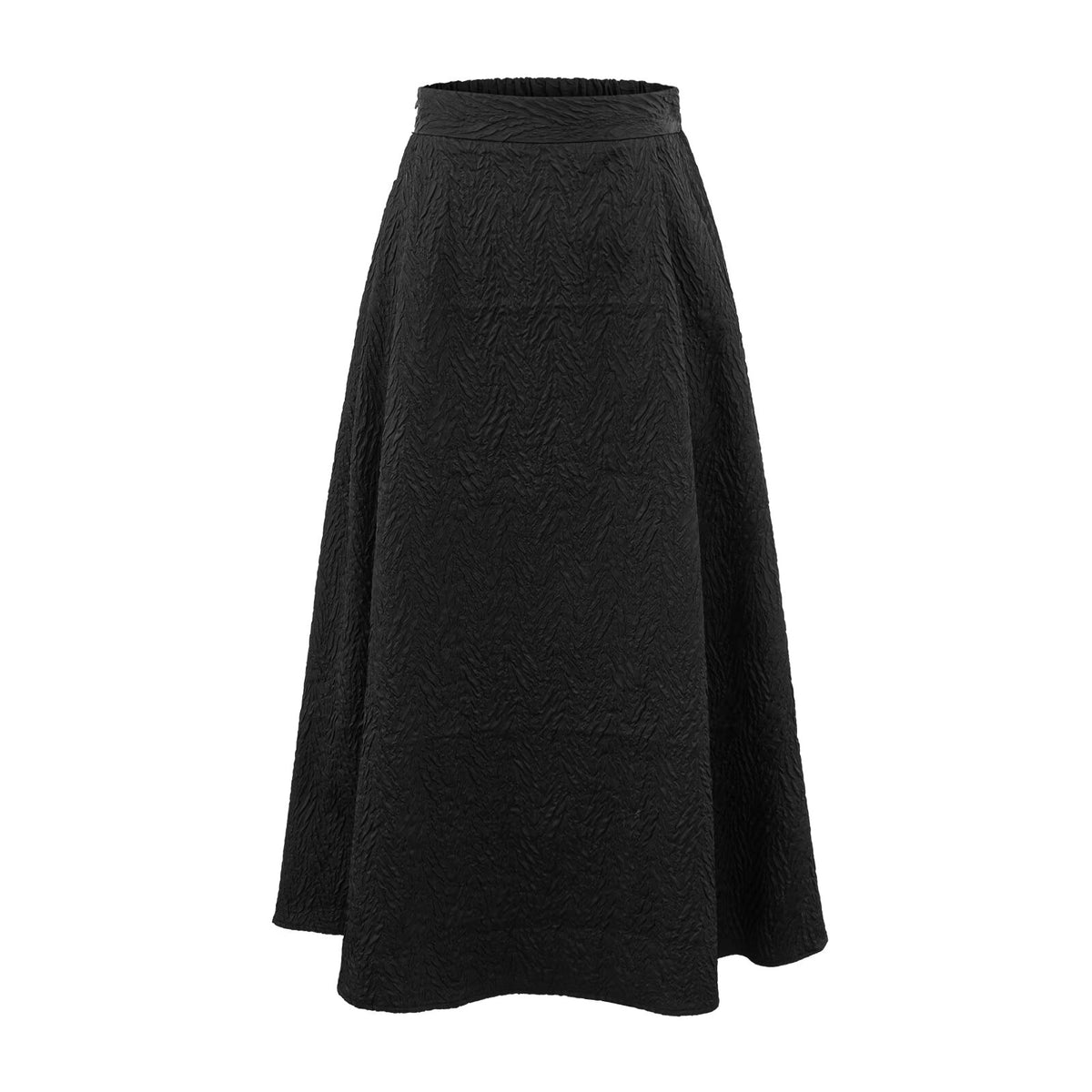 Texture Retro Black Loose Idle Mid Length Umbrella Skirt